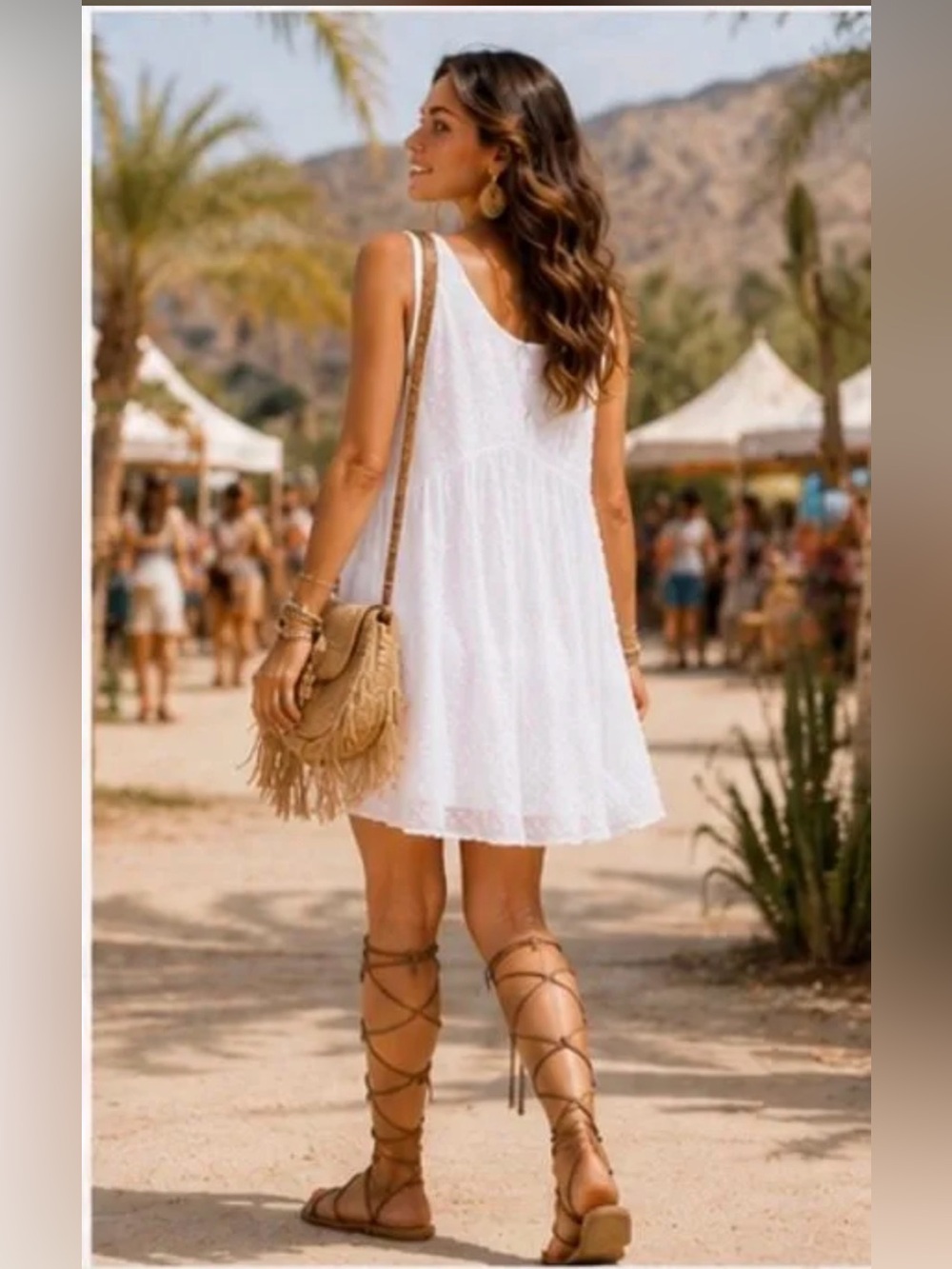 Zenana Swiss Dot Mini Dress White NWOT Small